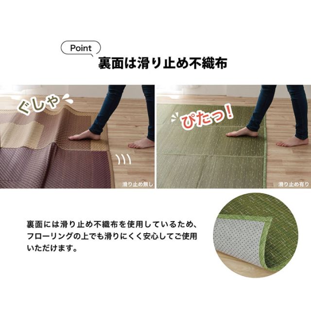 ラグ 小林製薬 持続性抗菌剤 KOBA-GUARD 制菌 抗菌防臭  滑り止め 不織布 夏 い草 グラデーション 約126×190cm