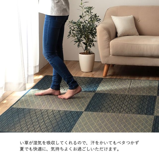 い草 畳 自然素材 カーペット ラグ インテリア 夏用 節電 無地 涼しい ダイヤ柄 シンプル クッション性 約190×250cm