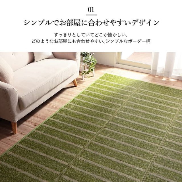 ラグ 正方形 い草 自然素材 シンプル ボーダー 裏面すべり止め付き 滑りにくい 抗菌防臭 約4.5畳 約240×240cm