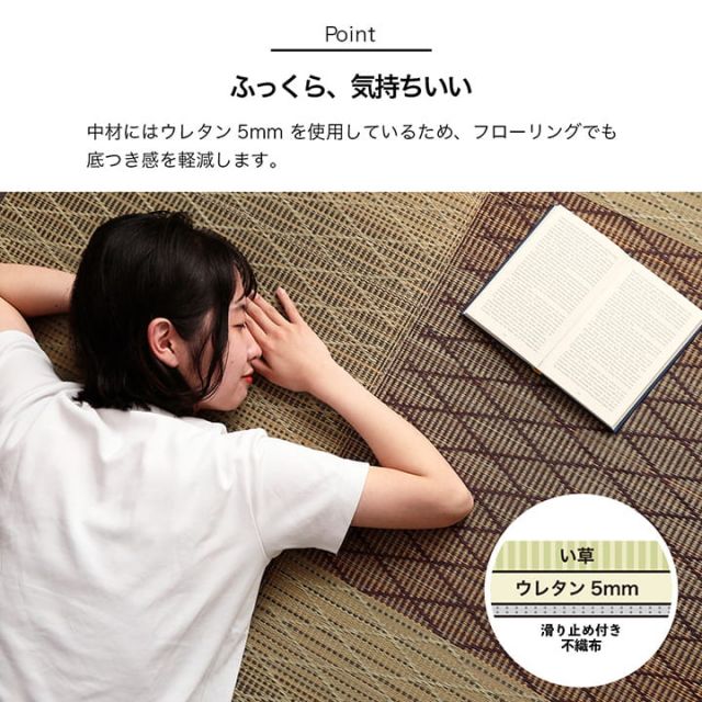 い草 ラグ カーペット シンプル 格子 消臭 抗菌防臭 ふっくら 滑り止め 不織布 約3畳 長方形 約180×240cm