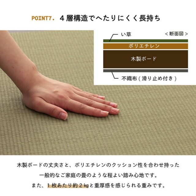 い草 置き畳 ユニット畳 システム畳 無地 シンプル ナチュラル 消臭 縁無し お手入れ簡単 裏面滑り止め 収納便利 約70×70×1.5cm 4枚組