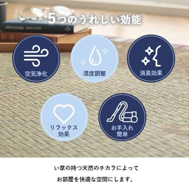 い草ラグ　カーペット夏用　自然素材　節電　快適　インテリア　 ギャベル柄 シンプル　おしゃれ　おすすめ 湿度調節 消臭効果 お手入れ簡単　約180×240cm
