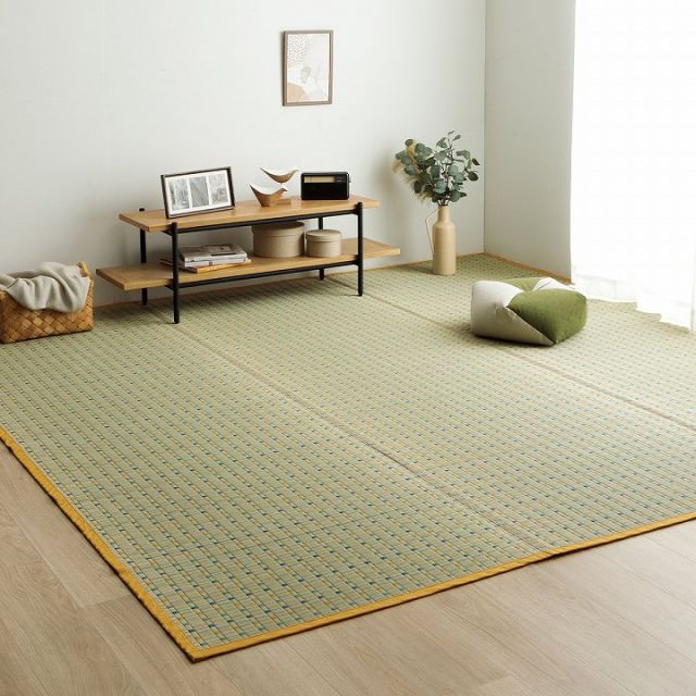 日本 い草 イグサ 自然素材 夏 年間 おすすめ カーペット ラグ 涼しいい 江戸間1畳 87×174cm ブルー