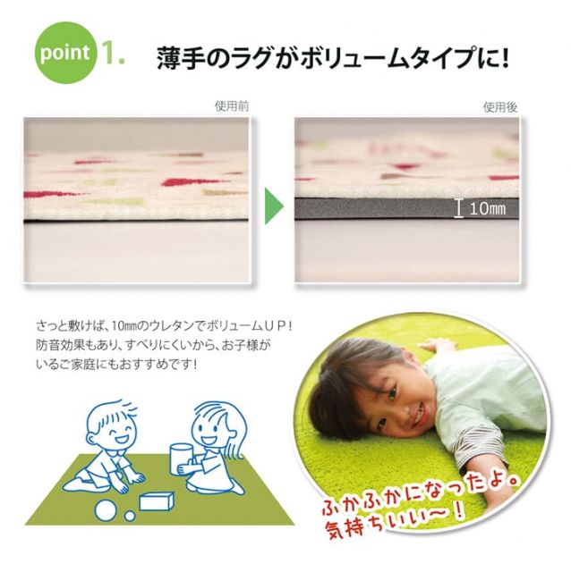 滑り止めシート ウレタン ふんわり クッション性 ボリューム 滑りにくい フリーカット 約170×170cm