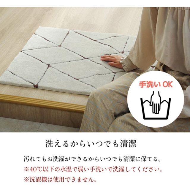 玄関マット へたりにくい 弾力性 約55×85cm シンプル 幾何柄 抗菌防臭
