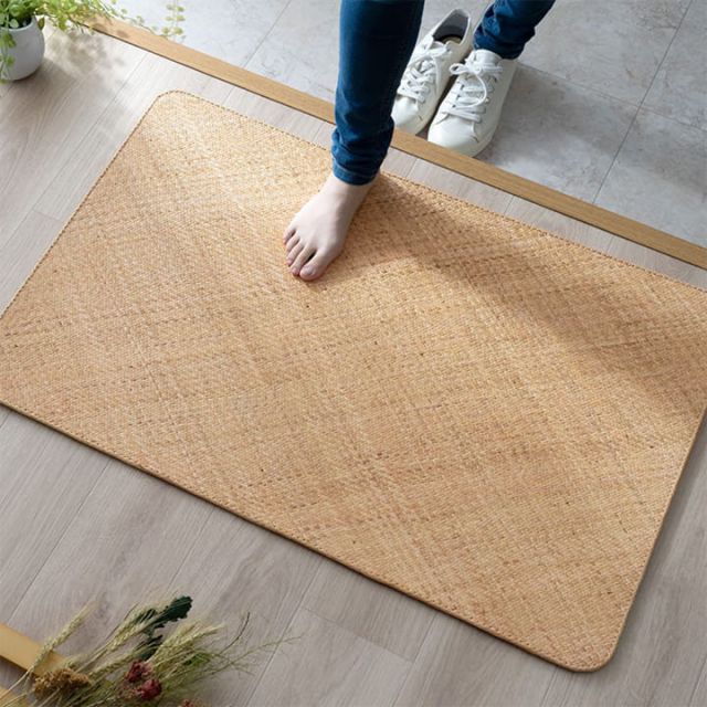 籐 敷 マット 玄関 キッチン 自然素材 アジアン ラタン ひんやり 冷感 リゾート お手入れ簡単 丈夫 耐久性 汚れにくい ハンドメイド インドネシア産 あじろ織り 約90×180cm