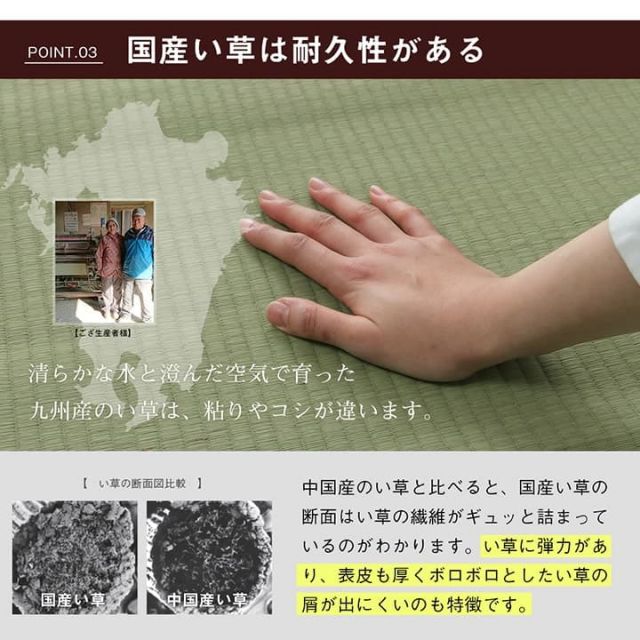 純国産 い草 上敷き はっ水 カーペット 双目織 江戸間8畳(約352×352cm）