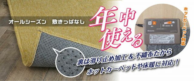 ラグ カーペットマット 2畳 ジャガード×ブラウン 約185×185cm（ホットカーペット対応）
