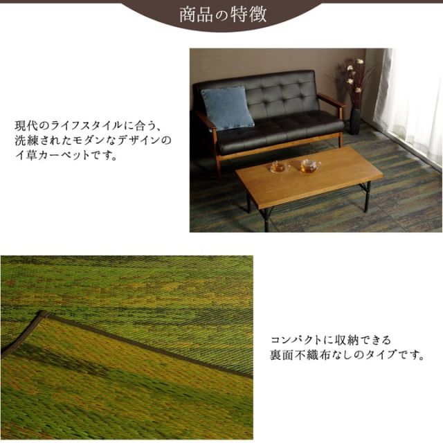 純国産 い草花ござカーペット 『カイン』 江戸間2畳(約174×174cm）