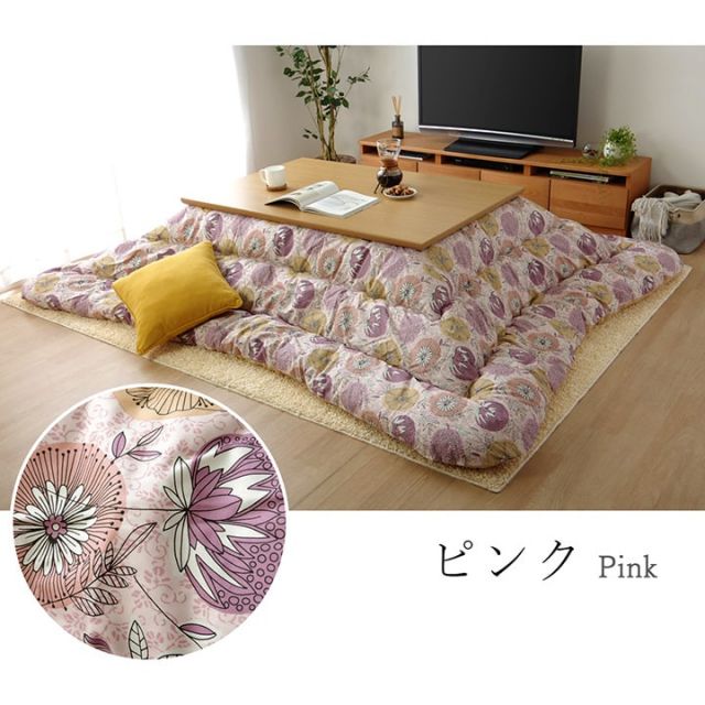 こたつ布団 長方形大 国産 花柄 掛け単品 約205×385cm