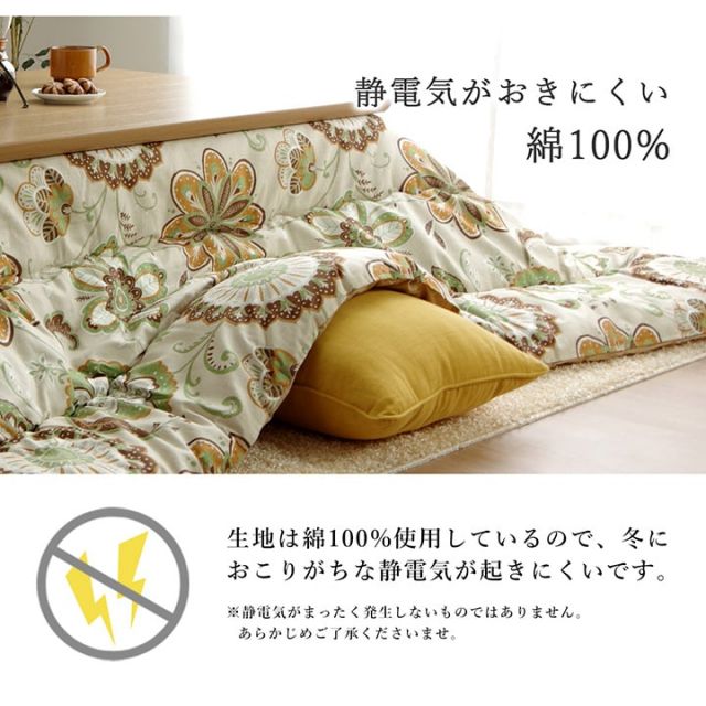 こたつ布団 長方形大 国産 花柄 掛け単品 約205×385cm