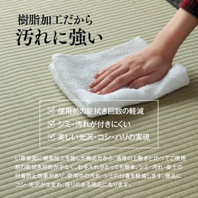 純国産 い草 上敷き お手入れ簡単 カーペット 汚れに強い 双目織  団地間3畳(約170×255cm）