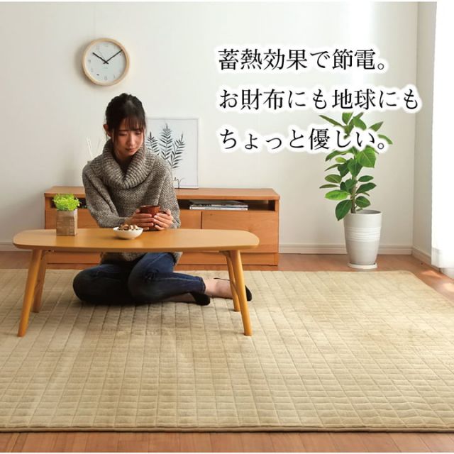 ラグ 滑りにくい 暖かい 保温 蓄熱 断熱 アルミ 無地 約185×185cm ホットカーペット対応