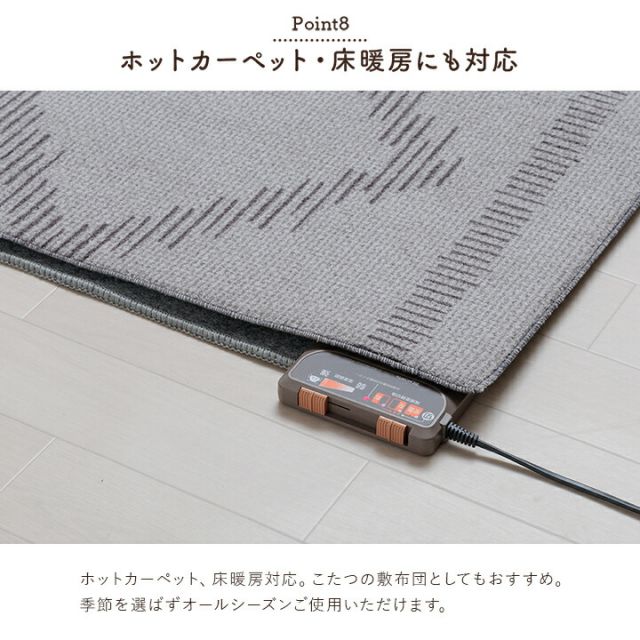 ラグ カーペット ベニワレン柄 シンプル 撥水 手洗い ボリュームラグ ホットカーペット対応 床暖房対応 約185×185cm
