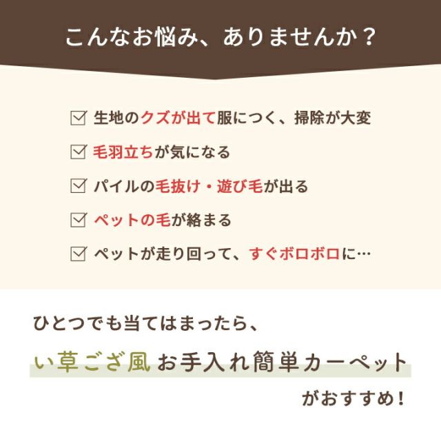 洗える ござ 日本製 国産 カーペット リバーシブル 丈夫 除菌スプレー対応 敷詰 ラグ 敷物 ペット 江戸間3畳（約174×261cm）
