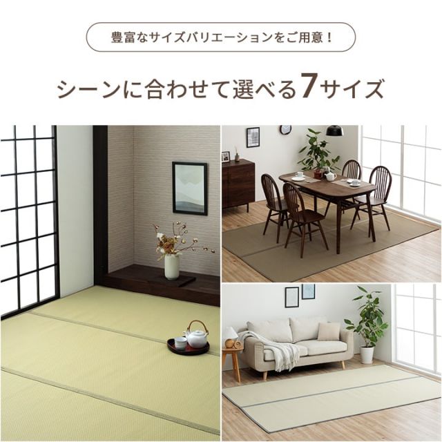 洗える ござ 日本製 国産 カーペット リバーシブル 丈夫 除菌スプレー対応 敷詰 ラグ 敷物 ペット 江戸間6畳（約261×352cm）