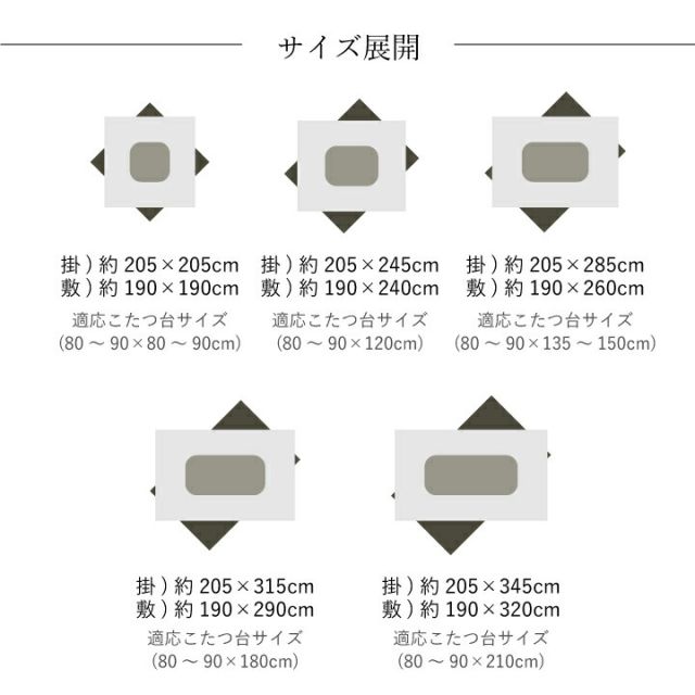 日本製 こたつ布団 こたつ厚掛敷布団 セット 和柄 長方形 大判 約205×345cm