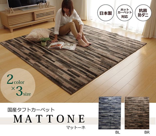 スーパSALE10倍＆4時間限定10％OFF ラグ カーペット 3畳 抗菌 防臭 防ダニ タフト 国産 『マットーネ』 約190×240cm