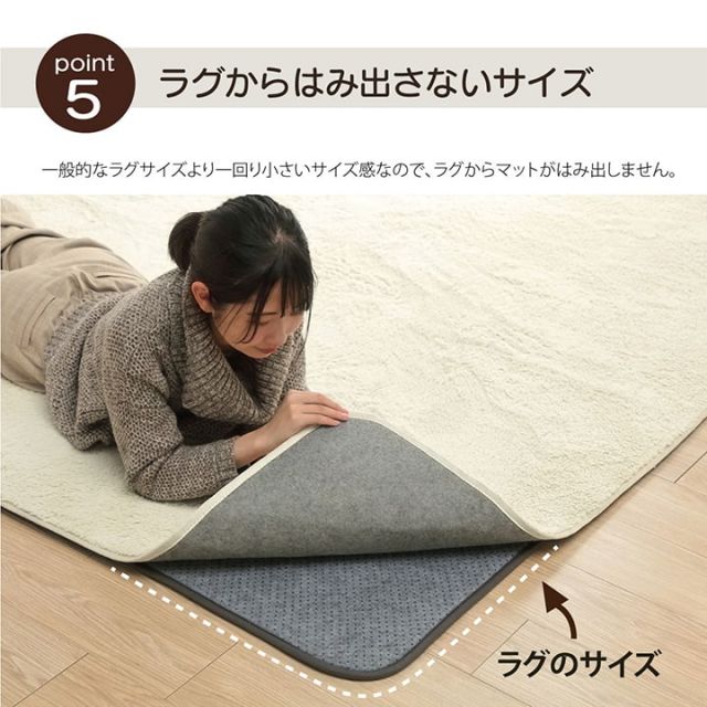 ラグ 下敷き 滑り止め 滑りにくい 防音 へたりにくい ボリューム ウレタン10mm クッション性 約180×180cm 床暖房 ホットカーペット対応