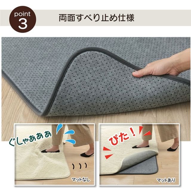 ラグ 下敷き 滑り止め 滑りにくい 防音 へたりにくい ボリューム ウレタン10mm クッション性 約180×235cm 床暖房 ホットカーペット対応