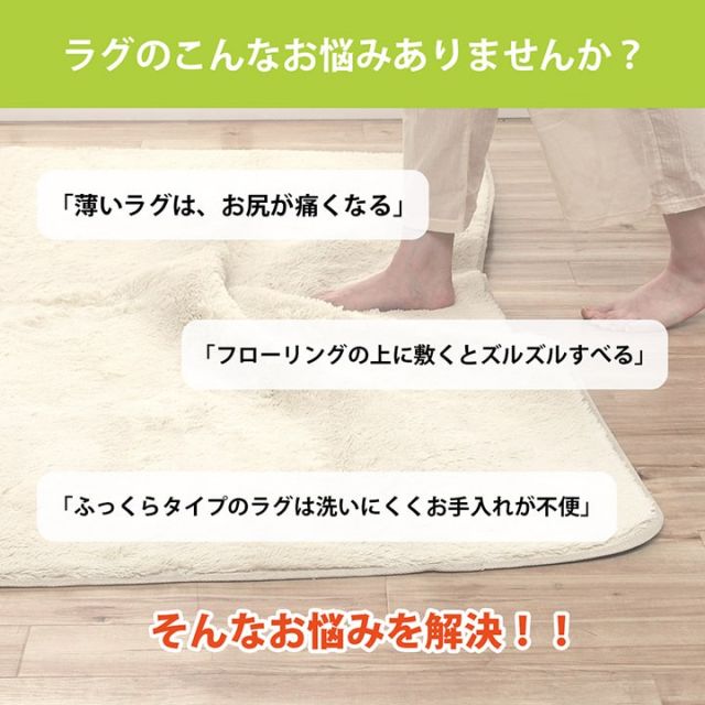 ラグ 下敷き 滑り止め 滑りにくい 防音 へたりにくい ボリューム ウレタン30mm クッション性 約180×180cm 床暖房 ホットカーペット対応