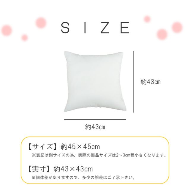 ヌードクッション 洗える 日本製 中身 セアテ 約45×45cm 2枚組