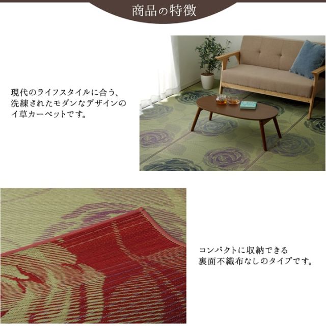 純国産 い草花ござカーペット 『ラビアンス』 江戸間4.5畳(約261×261cm）