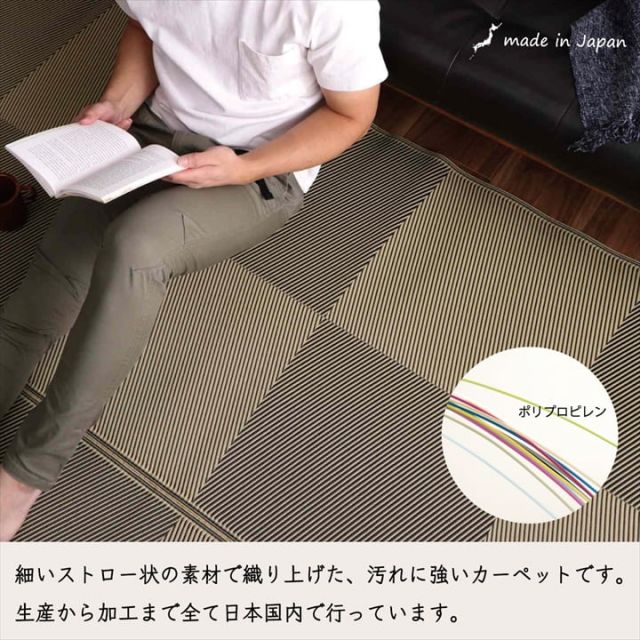 洗える ござ 日本製 国産 カーペット 丈夫 除菌スプレー対応 敷詰 ラグ 敷物 ナチュラルスタイル アウトドア レジャー ペット 江戸間3畳（約174×261cm）