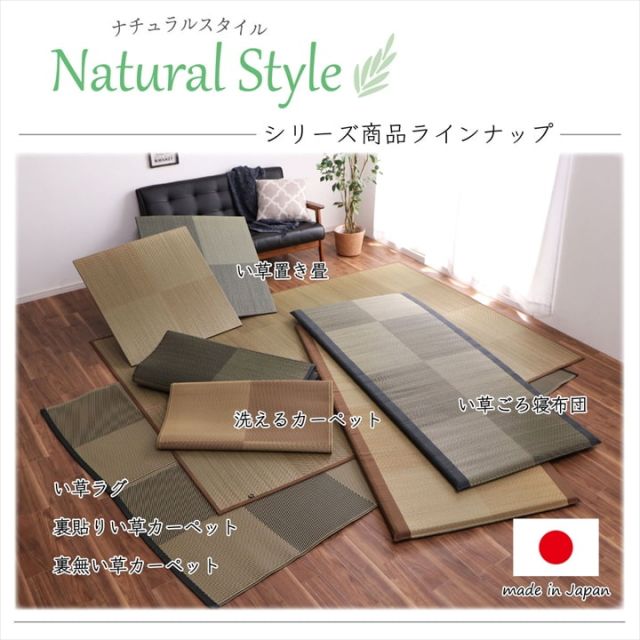 洗える ござ 日本製 国産 カーペット 丈夫 除菌スプレー対応 敷詰 ラグ 敷物 ナチュラルスタイル アウトドア レジャー ペット 江戸間3畳（約174×261cm）