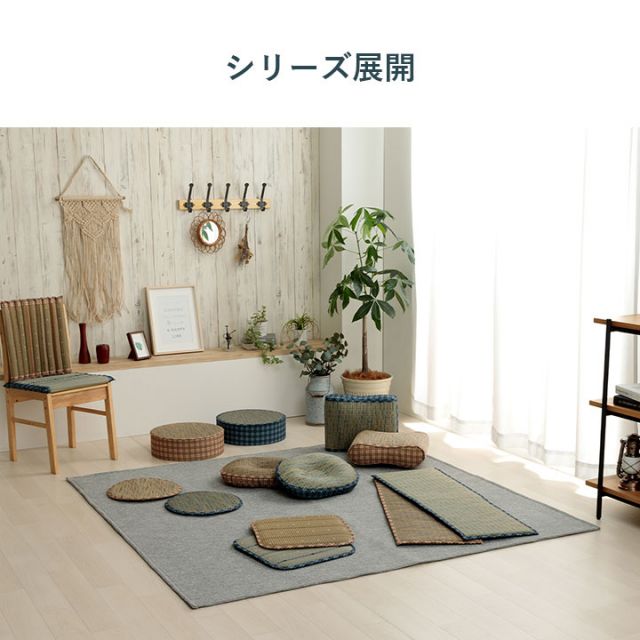 クッション シートクッション い草 チェック柄 調湿 空気清浄 お手入れ簡単 シート 約40×40cm