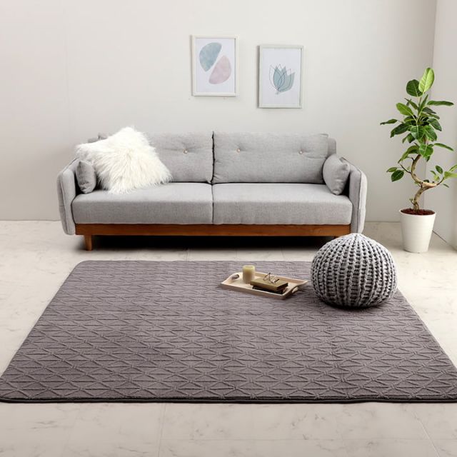 ラグ カーペット 手洗い 正方形 滑りにくい ジャガード織 幾何柄 おしゃれ クッション性 約185×185cm 約2畳 床暖房 ホットカーペット対応 こたつ敷布団