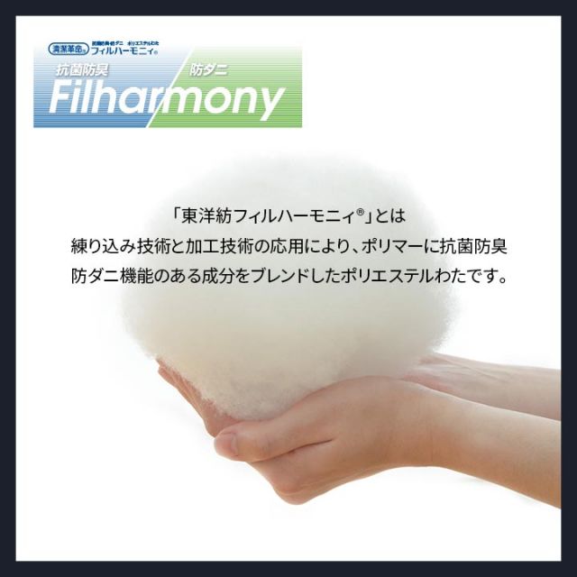 寝具 洗える 抗菌防臭 防ダニ 消臭 掛け布団 東洋紡フィルハーモニー アレル物質を吸着分解 カバー付き 日本製 ダブルロング ソフィア約190×210cm