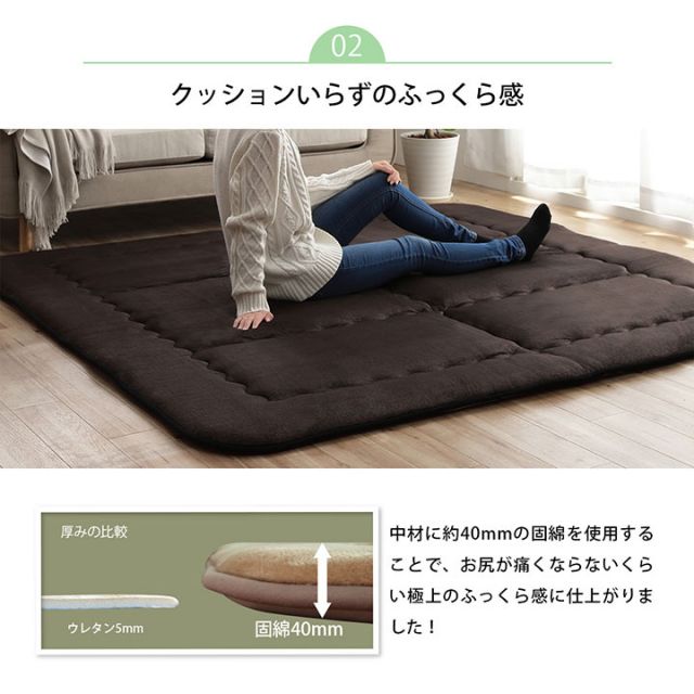 国産固綿40mm使用 フランネル生地 ふっくら敷 『スムースF敷』 約190×190cm