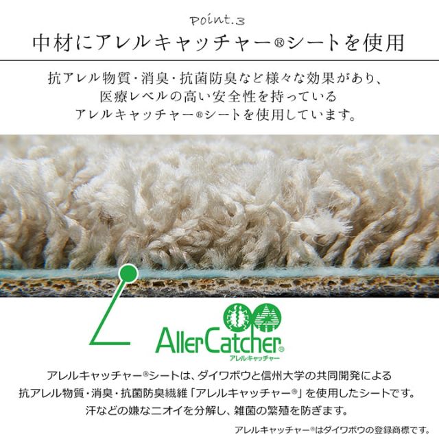 日本 抗菌 消臭 清潔 オーダー ラグ カーペット 防炎 アレルキャッチャー 抗アレル物質 ダニ対策 シャギー 無地 約3.9畳 約200×300cm