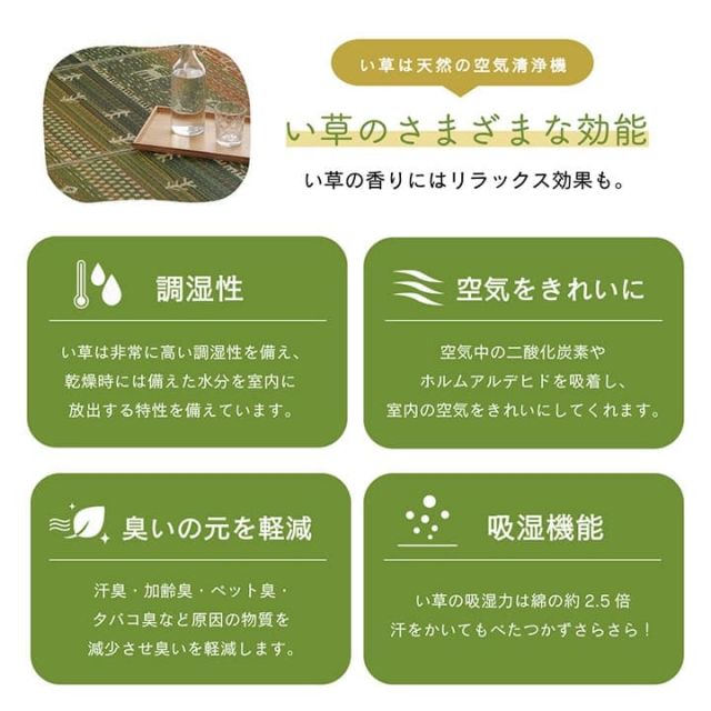 ラグ マット い草 ギャベ 自然素材 抗菌防臭 不織布 約60×180cm