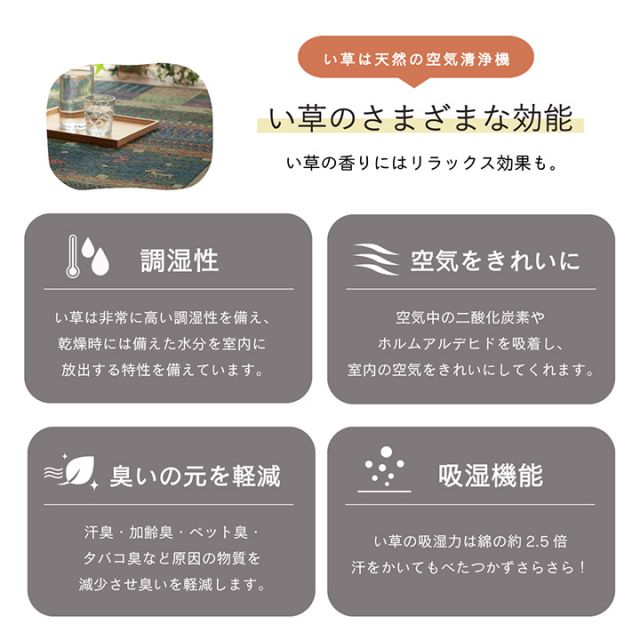 ラグ い草 ギャベ 自然素材 抗菌防臭 滑り止め不織布 約191×250cm