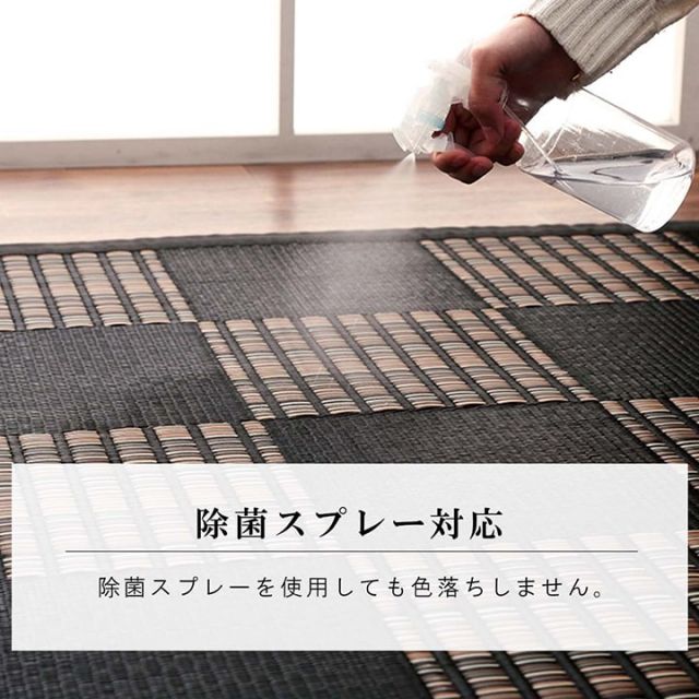 洗える カーペット ダイニング ラグ 敷詰 丈夫 日本製 国産 除菌スプレー対応 モダン 市松 ござ アウトドア ペット 江戸間3畳（約174×261cm）