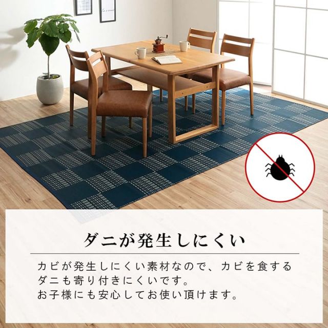 ラグ 洗える カーペット ダイニング ラグ 敷詰 丈夫 日本製 国産 除菌スプレー対応 モダン 市松 ござ アウトドア ペット 本間6畳（約286.5×382cm）