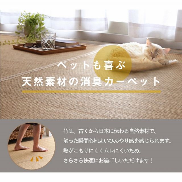 竹 ラグ カーペット 裏地付き 天然素材 丈夫 抗菌防臭 消臭 お手入れ お掃除 簡単 楽 約174×261cm