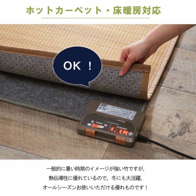 竹 ラグ カーペット 裏地付き 天然素材 丈夫 抗菌防臭 消臭 お手入れ お掃除 簡単 楽 約261×352cm