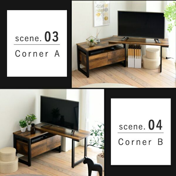 3%OFFクーポン有  伸縮テレビ台 インダストリアル 幅90 130センチ 40インチ ヴィンテージ加工 おしゃれ 収納 ブラックブラウン コンパクト ワイド 高さ45 木製 スチール elvis