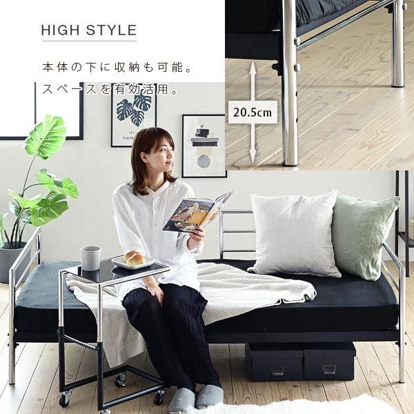 スーパSALE10倍＆4時間限定10％OFF ベッドソファ デイベッド ソファ ベッドフレーム ロータイプ ショート セミシングル パイプベッドフレーム スチールベッド 高さ調整 低い コンパクト 黒 187 83 MI