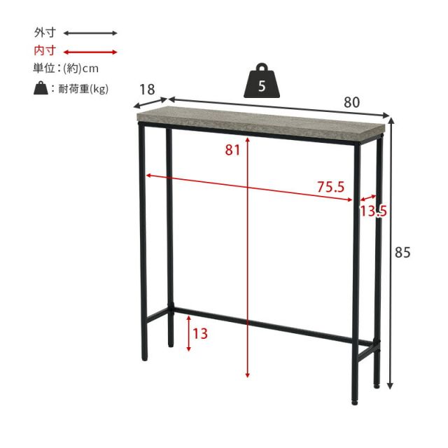 スーパSALE10倍＆4時間限定10％OFF コンクリート柄スチールコンソールテーブル