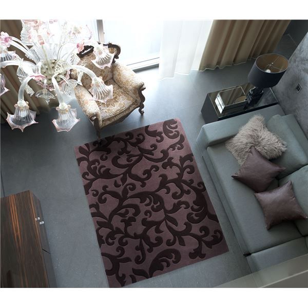 ラグマット/絨毯 KARAKUSA RUG 140cm×200cm パープル 長方形 『NEXTHOME』 〔リビング ダイニング〕代引NG