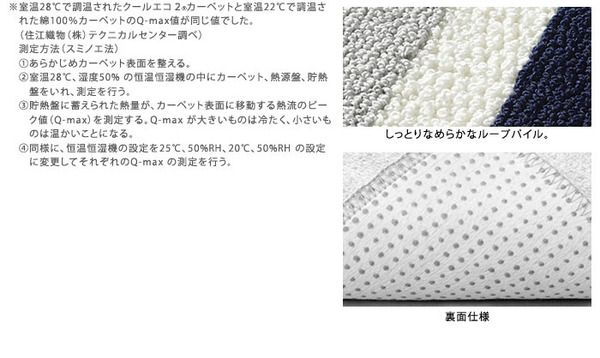 ラグマット 130cm×190cm ネイビー 長方形 フレンチボーダー柄 日本製 マイナス6℃冷たいクールエコ2ラグ 『NEXTHOME』代引NG