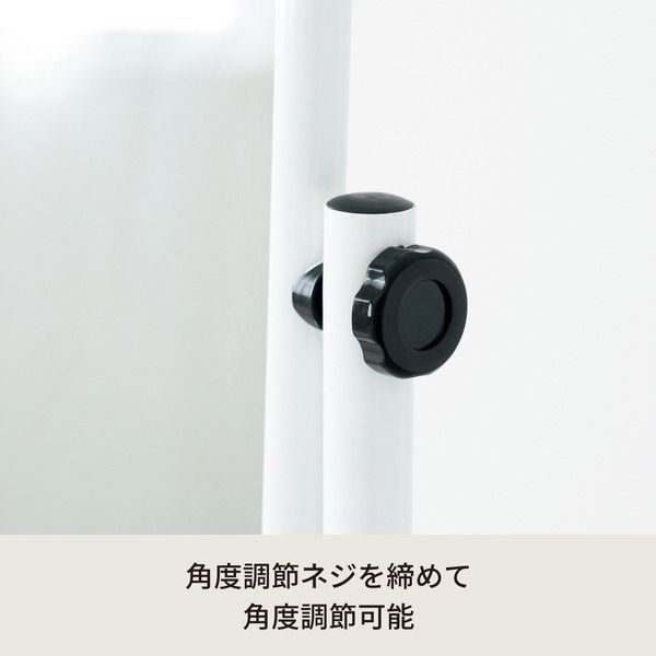 スーパSALE10倍＆4時間限定10％OFF パイプスタンドミラー(キャスター付)(ホワイト/白) 幅30cm 楕円形/スリム/鏡/姿見/飛散防止加工/キャスター/角度調整可/NK-108 鏡 スタンドミラー