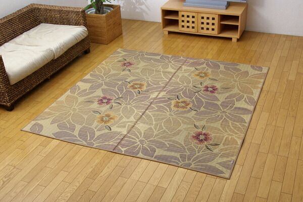 袋織 い草 ラグマット/絨毯 ブルー 約191×250cm 裏：不織布 日本製 防傷 抗菌 防臭 調湿機能付き 〔リビング〕代引NG