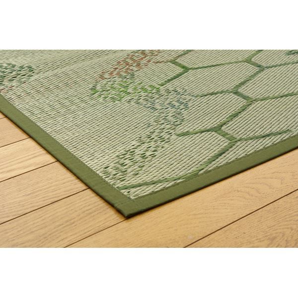 い草 花ござ/ラグマット 江戸間8畳 約348×352cm 抗菌 防臭 調湿 防汚 〔リビング ダイニング〕代引NG