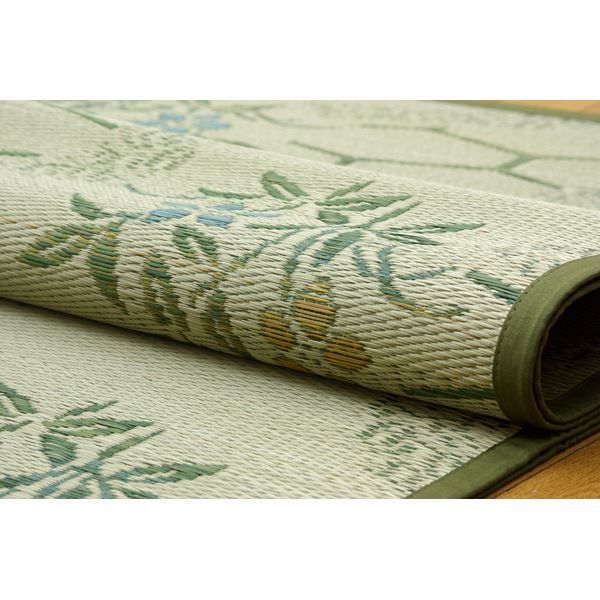 い草 花ござ/ラグマット 江戸間8畳 約348×352cm 抗菌 防臭 調湿 防汚 〔リビング ダイニング〕代引NG