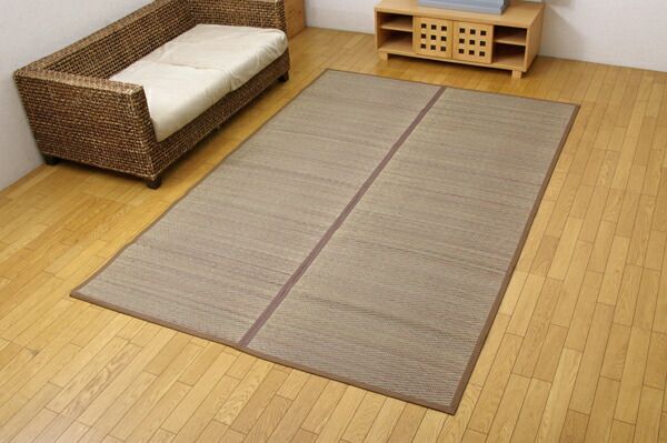 い草 花ござ/ラグマット ブルー 江戸間6畳 約261×352cm 裏：不織布 防傷 抗菌・防臭効果 調湿機能 〔リビング〕 代引NG